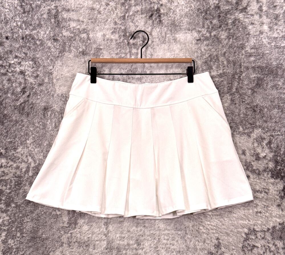 Lilly Pulitzer Luxletic Skort 12 Womens Solid White Pleated Golf Tennis